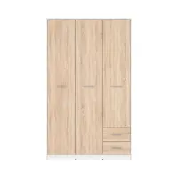 Armario de tres puertas Nepo Plus 118 cm con cajones blanco/roble sonoma