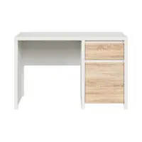 Escritorio Kaspian 120 cm con puertas y cajón blanco/roble sonoma