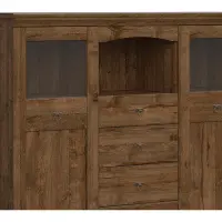 Cómoda Patras 153 cm vitrina con 2 puertas y 4 cajones roble april