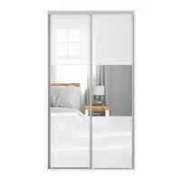 Armario de puertas correderas Flex 120 cm con espejo blanco brillo
