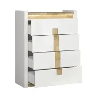 Cómoda Alameda 97 cm con 4 cajones blanco brillo/roble westminster