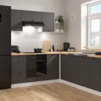 Conjunto de cocina de esquina Junona Line 200x220 grafito con encimera