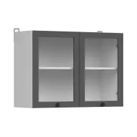 Armario de cocina superior Junona Line 80 cm de dos puertas con vitrina grafito