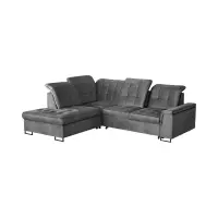 Sofá rinconera izquierdo Aragon extensible con reposacabezas y asiento regulables gris