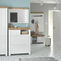 Estantería Holten 67 cm con puertas blanco brillo