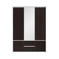 Szafa pięciodrzwiowa Kaspian 153 cm z lustrem i szufladami biała/wenge