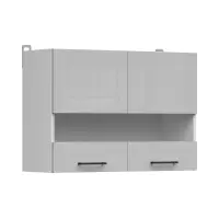 Armario de cocina superior Junona Line 80 cm de dos puertas con vitrina gris claro brillo