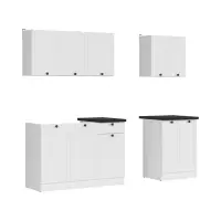 Conjunto de cocina Junona Line A 180 cm blanco con encimera