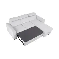 Sofá rinconera universal Evia con función de cama, arcón y reposacabezas ajustables gris claro
