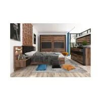 Cama Kassel B1 140x200 con somier y contenedor roble monastery