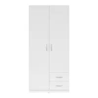Armario de dos puertas Casao 91 cm con cajones blanco
