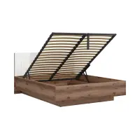 Cama Forn 160x200 con somier y arcón roble delano oscuro/blanco