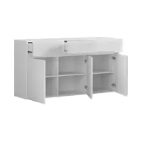 Cómoda Azteca Trio 150 cm con 3 puertas y 3 cajones blanco brillo