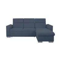 Sofá rinconera universal Evia con función de cama, arcón y reposacabezas ajustables azul