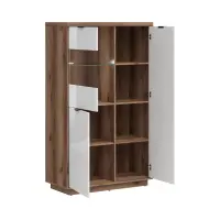 Vitrina Forn 94 cm con 3 puertas roble delano oscuro/blanco brillo