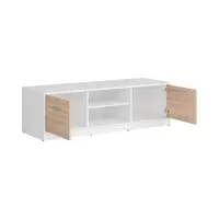 Mueble RTV Nepo Plus 138 cm con 2 puertas y estante blanco/roble sonoma