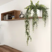 Estante de pared Forn 156 cm roble delano oscuro/blanco brillo