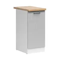 Armario de cocina inferior Junona Line 40 cm izquierdo gris claro brillo con encimera