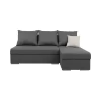 Sofá de esquina universal Laro convertible con arcón gris oscuro