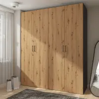 Armario modular Flex 200 cm con 4 puertas grafito/roble artisan