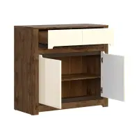 Cómoda Ruso 104 cm con 2 puertas y 2 cajones roble april/brillo perlado