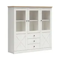 Витрина Frija 153 см с 3 дверцами и 3 ящиками сосна андерсен белая