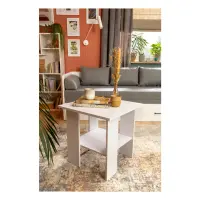 Mesa cuadrada Nepo Plus 55 cm con estante blanca