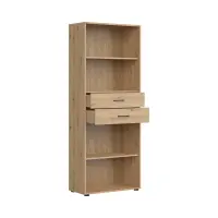 Estantería Space Office 80 cm con 2 cajones y 4 estantes roble artisan