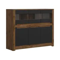 Vitrina Ruso 149 cm con 6 puertas roble april/negro mate