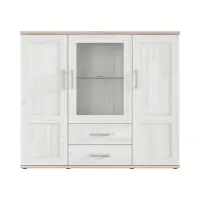 Vitrina Romance 156 cm con 3 puertas y 2 cajones alerce sibiu claro