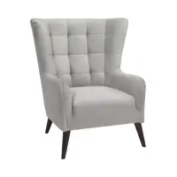 Sillón orejero Casey de terciopelo gris claro