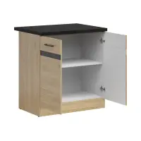 Mueble bajo de cocina Junona Line 80 cm de dos puertas roble bernstein con encimera