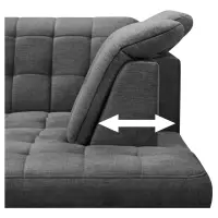 Sofá rinconera derecho Aragon convertible con reposacabezas y asiento regulables gris