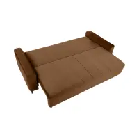 Sofá de tres plazas Kamari convertible con arcón de terciopelo marrón