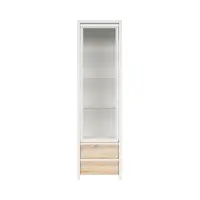 Vitrina Kaspian 56 cm con puerta y 2 cajones blanco/roble sonoma