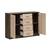 Cómoda Nepo Plus 119 cm con 2 puertas y 4 cajones roble noble/roble sonoma