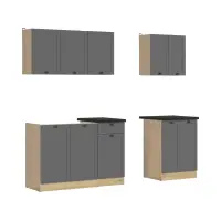 Conjunto de cocina Junona Line A 180 cm grafito con encimera