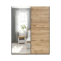 Armario corredero Tetrix 153 cm con espejo roble wotan