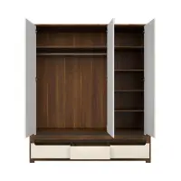 Armario de tres puertas Ruso 178 cm con espejo y cajones roble april/brillo perlado