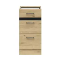 Armario bajo de cocina Junona Line 40 cm con 3 cajones roble bernstein