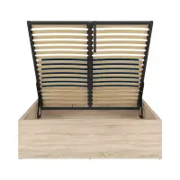 Cama Tetrix 140x200 con somier y contenedor roble sonoma