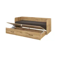 Кровать раскладная Tetrix дуб вотан 80-160x200 с ящиком матрасом и подушками коричневый