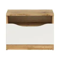 Mesita de noche Nuis 50 cm con cajón roble wotan/blanco brillo