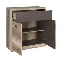 Cómoda Malcolm 80 cm con 2 puertas y un cajón roble canyon monument/gris tungsteno/roble canyon monument estampado