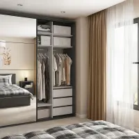 Armario de puertas correderas Flex 200 cm con espejo grafito/roble artisan