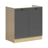 Mueble de cocina bajo fregadero Junona Line 80 cm con 2 puertas roble bernstein/grafito