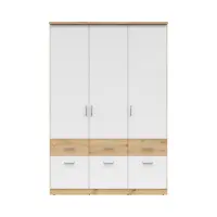 Armario de tres puertas Brando-3 136 cm con cajones roble artisan/blanco