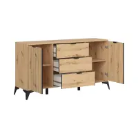 Cómoda Lamea 150 cm con 2 puertas y 3 cajones roble artisan