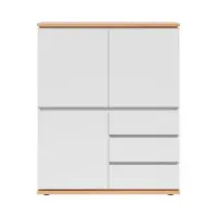 Cómoda Yamael 100 cm con 3 puertas y cajones blanca