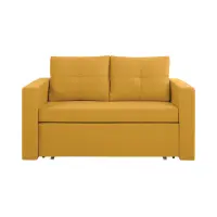 Sofá cama de dos plazas Bunio III con arcón amarillo
